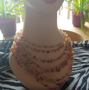 Gems and seed bead drape necklace